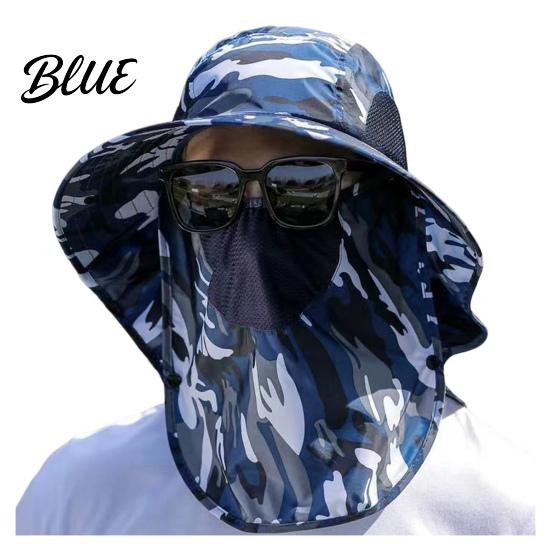 Breathable Mesh Face Mask Hat Sun Hats for Men UV Protection Fishing with Neck Flap & Mask Full Coverage Wide Brim Bucket Hat Foldable Summer