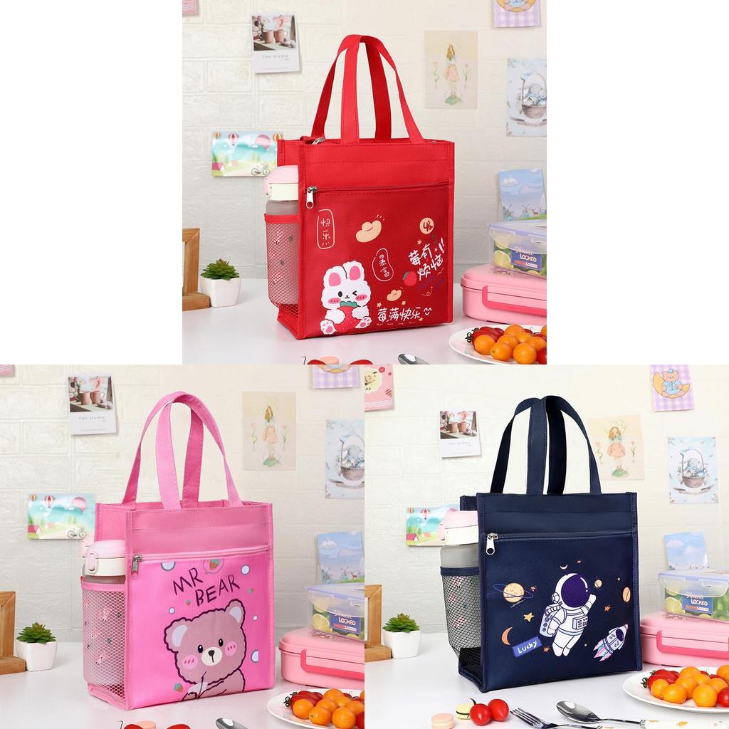 Kids Portable Canvas Lunch Box With Material For School And Outdoor Use