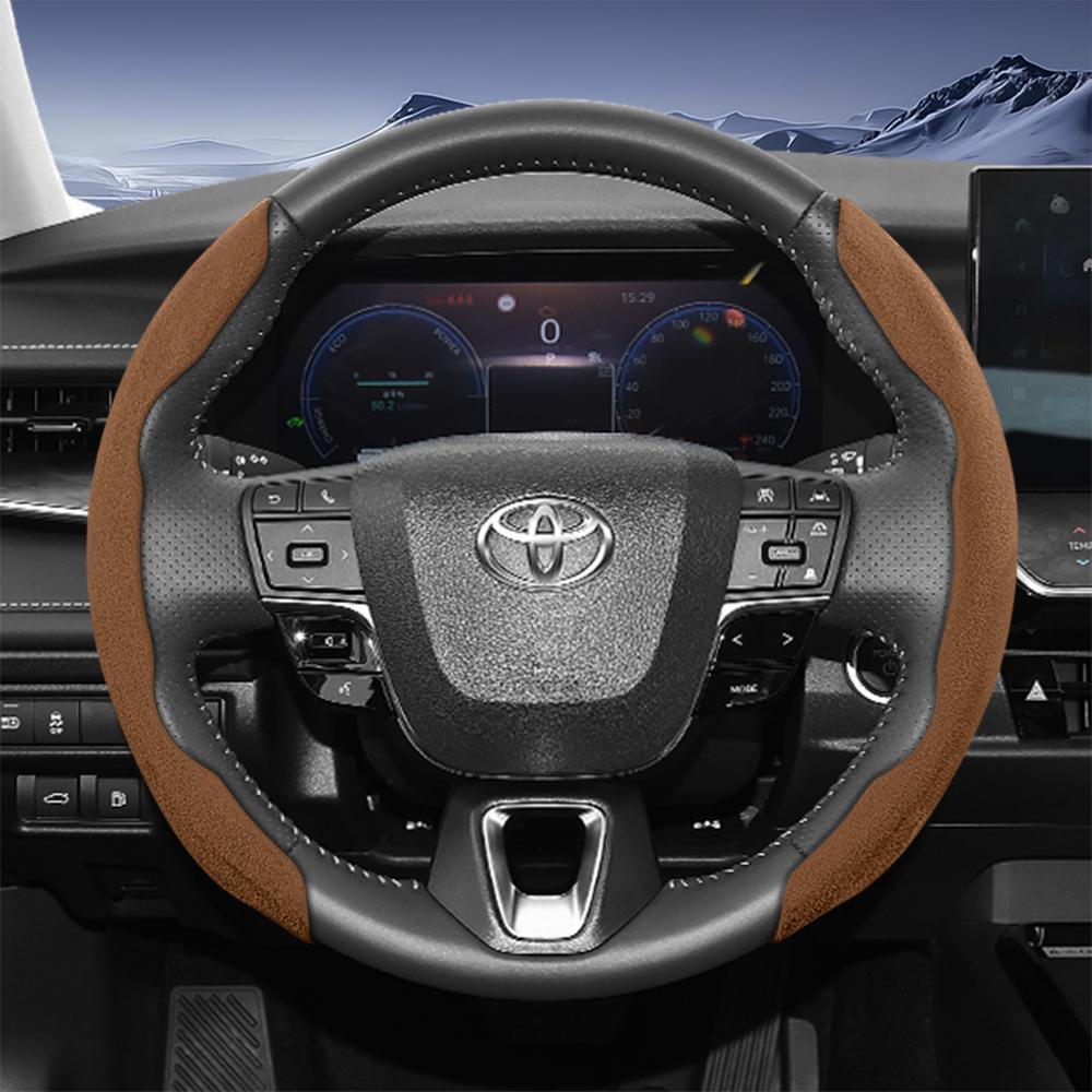 Suitable for Toyota Sports Suede Steering Wheel Cover with Split Snap-On Design for Rav4 Hilux Camry Yaris Corolla Cross Kluger Grand Highlande