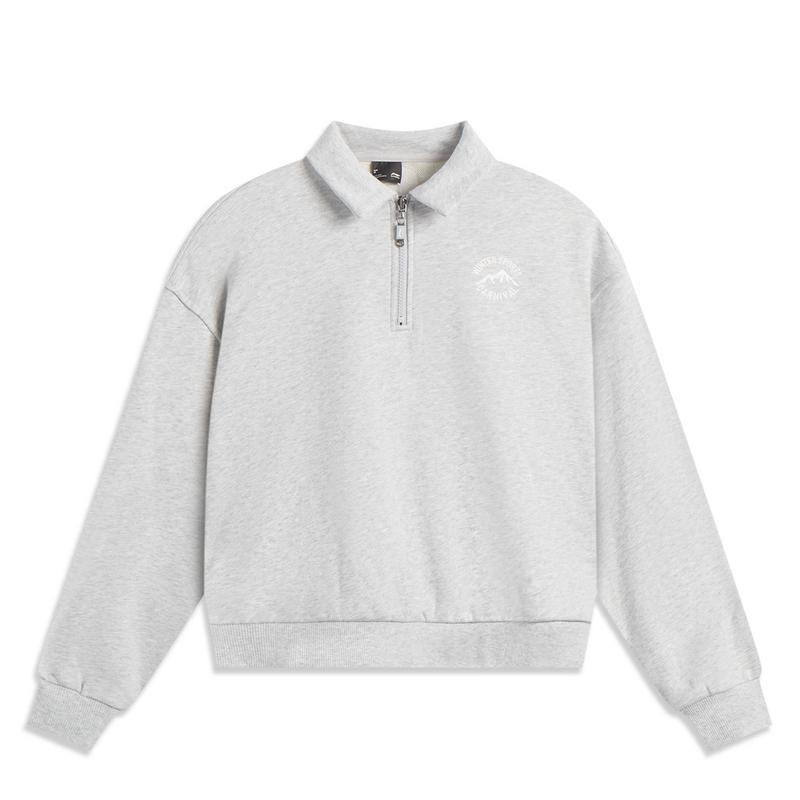 

Li Ning Серия Спортивный Стиль Жизни Повседневный Простой Однотонный Пуловер Свитшот с Воротником Поло Женский Свитшот Серый AWDUD64-4