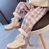 2025 Autumn Children's Fashionable Fleece-lined Plaid Tweed Pants