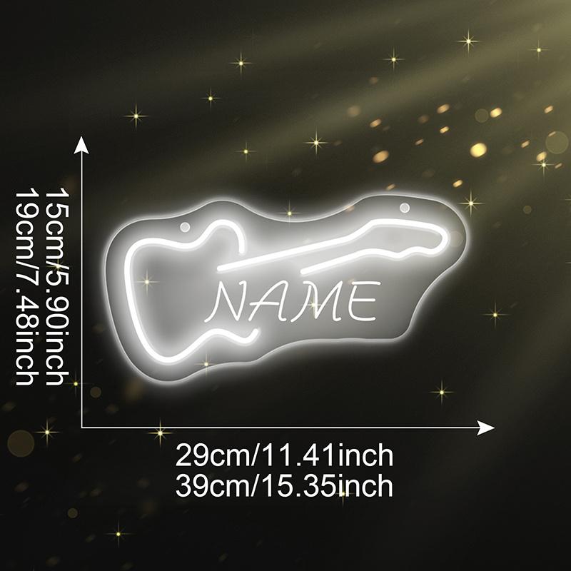 Vlastní neonový nápis kytary - LED nástěnná dekorace napájená přes USB, Ovládání tlačítkem, Na zavěšení na zeď pro studio/KTV/kapelu/bar/pánský pokoj/ložnici