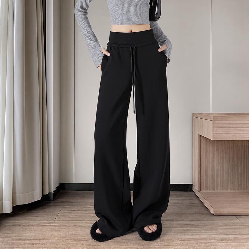 

Women s Drapey Solid Color Drawstring Wide-Leg Casual Pants S