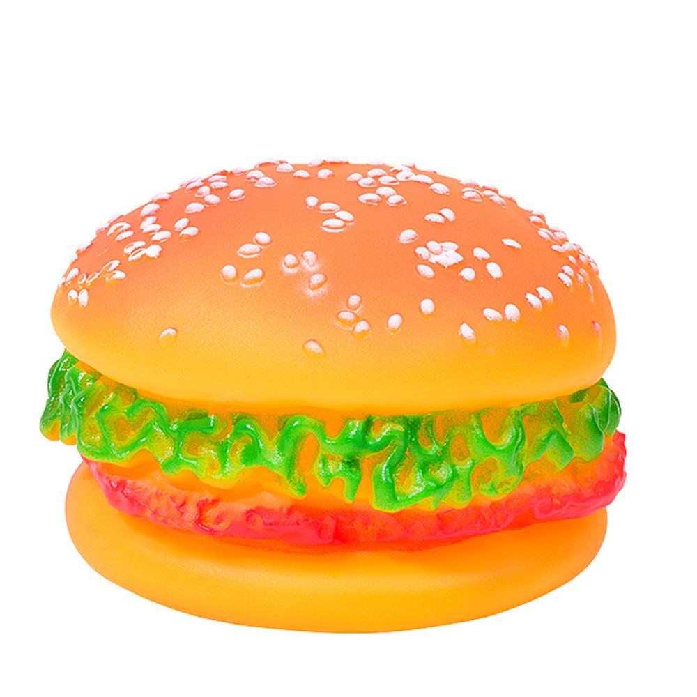 Squeaky Hamburger Dog Toy - Chew Toy for Teeth Cleaning & Molar Care, Interactive Squeaking Pet Toy,