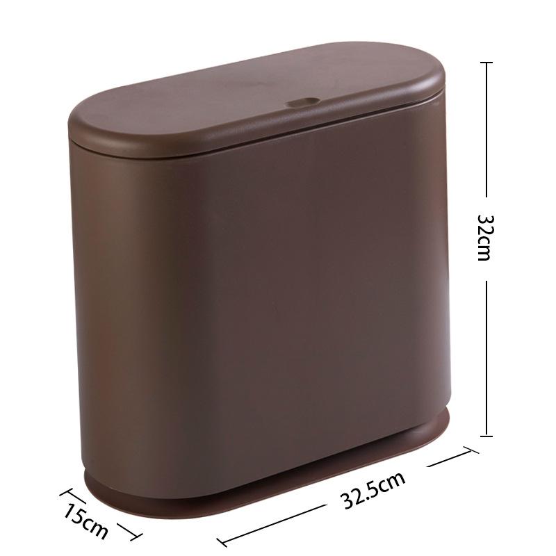 

Plastic Trash Can Press Type Gap Trash Bin with Lid Large Capacity Household Toilet Garbage Bin Bathroom Cleaning Accessories коричневий