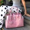 JIAERDI Hot Girl Rivet Crocodile Embossed Tote Bag Women Sweet Leather Large Capacity Shoulder Bag Ladies Heart Pink Y2k Handbag