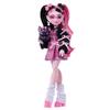 Monster High doll, Dracula ura in a pink bow dress, black cardigan with pet bat count, fabulous, ramen, lipstick, wallet and 7 other accessories,
