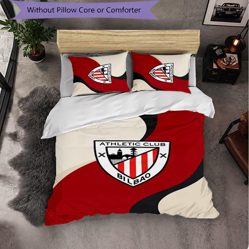 Set Biancheria da Letto 3 Pezzi Calcio Athletic Bilbao Morbido Copripiumino con Federe Set Decorazione Camera da Letto per la Casa