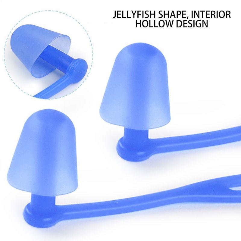 1pair Swimmers Ear Plugs Comfortable Swimming Ear Plugs Silicone Waterproof Reusable Hearing Protection Earbuds 1 Pair With Lanyard