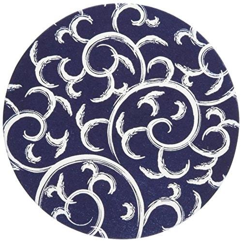 Endo Shoji TKG Paper Coasters, Navy Blue with Arabesque Pattern (100 Pieces), Round, 90mm Diameter, 1mm Thick, a Must-Have for Evening Drinks, Commerc