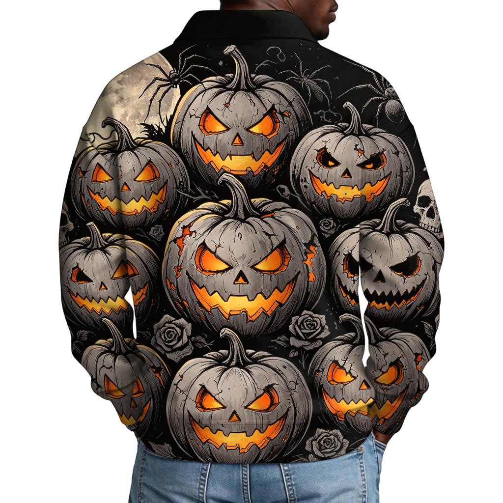 Męska koszula z długim rękawem na Halloween, stylowa, casualowa, imprezowa