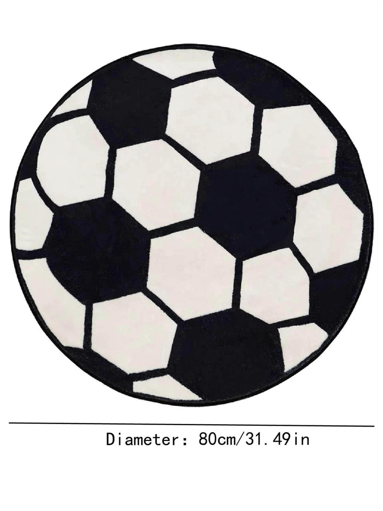 

Football Round Rugs Modern Football Non-slip Washable Decor Carpet Living Room Bedroom Flannel Plush Dirt-resistant Circle Rug 40X40cm