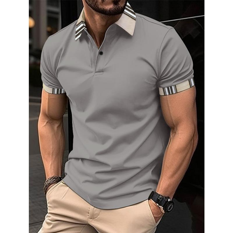 Summer Lapel POLO Shirt with Button Pocket Men's Sports Polo Shirt