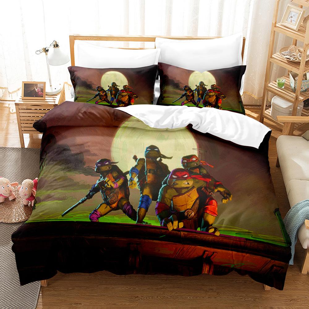 Teenage Mutant Ninja Turtles Series Quilt Cover 3D Digital Printing Kit Bed Three-Piece Set