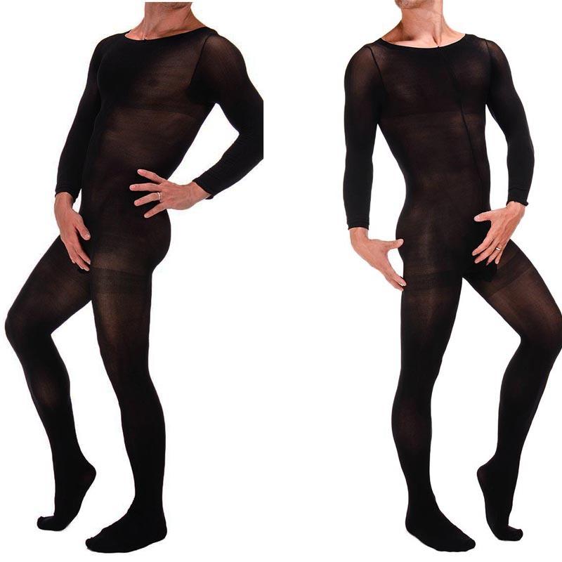 Transparent Long Sleeve Teddies Bodysuits Underwear for Men Erotic Plus Size Body Suit Men Underwear Body Stocking