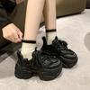 Fashion Women Chunky Sneakers 2024 Winter High Platform Warm Fur Shoes Ladies Wedges Casual Dad Shoes Autumn Leather Sports Sneakers 8CM