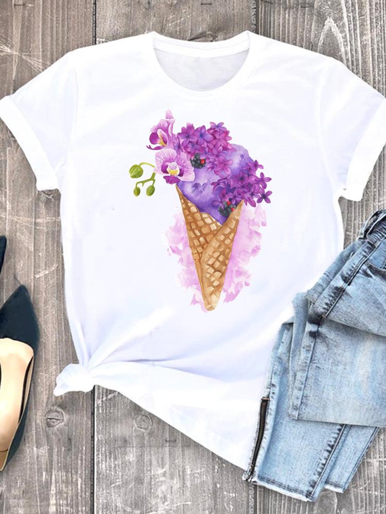 (Asian Size) Trend Style Short Sleeve T-shirts Lady Female Top Printed Fashion Clothing Women Graphic Casual T Shirt Tee