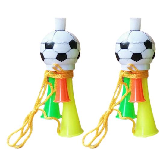 2Pcs Soccer Horn for Kids, 3 Tone Cheering Noise Maker for Sports Game, Handheld Football Shaped Trumpet for Stadium, Fan Party Supplies