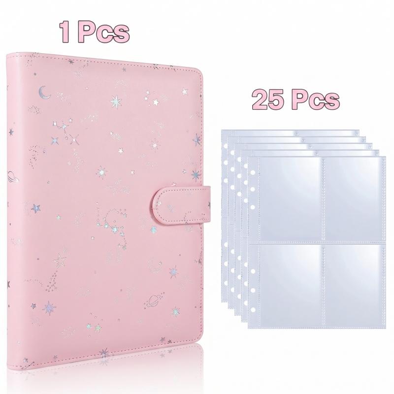 Macaron Polka Dot A5 PU Leather Card Binder 100 Grid Card Collection Album With 4 Grid Card Sleeves Collectible Storage Book