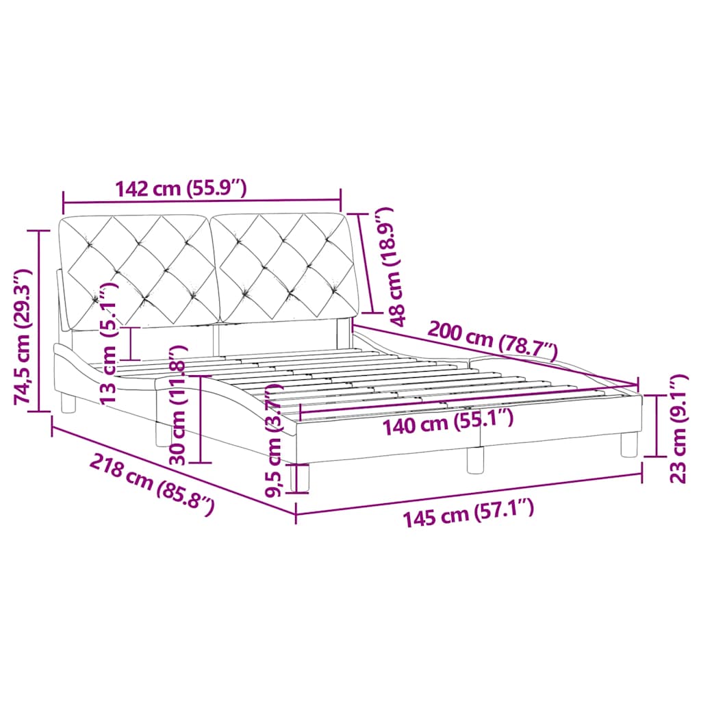 Bed Frame without Mattress Pink 140x200 cm Velvet