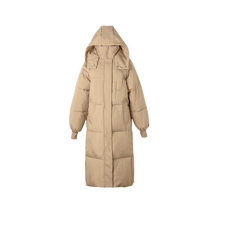 2025 Winter Long Down Cotton Coat Women Loose Thick Hooded Puffer Jacket