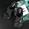 Summer New Shoes for Men Fashion Slippers Leather Soft Sole Latex Slides Street Cool Beach Shoes