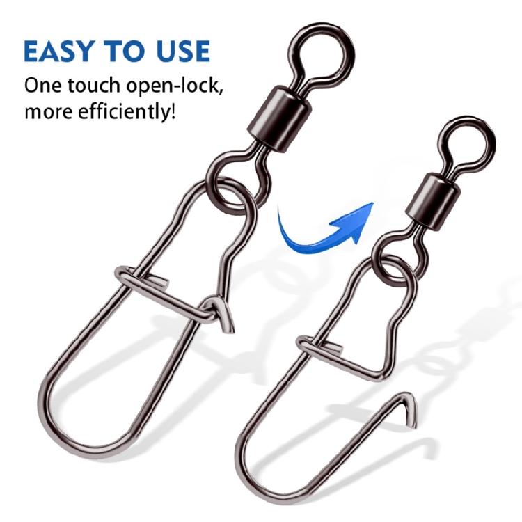 10Pcs Fishing Swivels with Locking Snap Fishing Line Hook Connectors Round Bearing Swivels Fishing Snap Fishing Swivels
