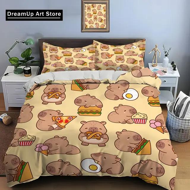 

Soft Lightweight King Queen Double Twin Cute Cartoon Capybara Print Animal For Home Decor Comforter Comforter (quilt)-EU Single(135*200cm)3pcs
