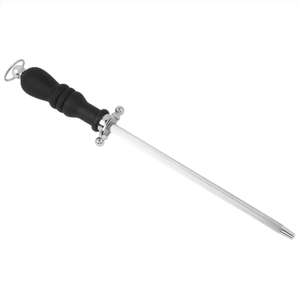 Stainless Steel Knife Sharpening Rod Silver and Black Honing Steel Rod Home Kitchen