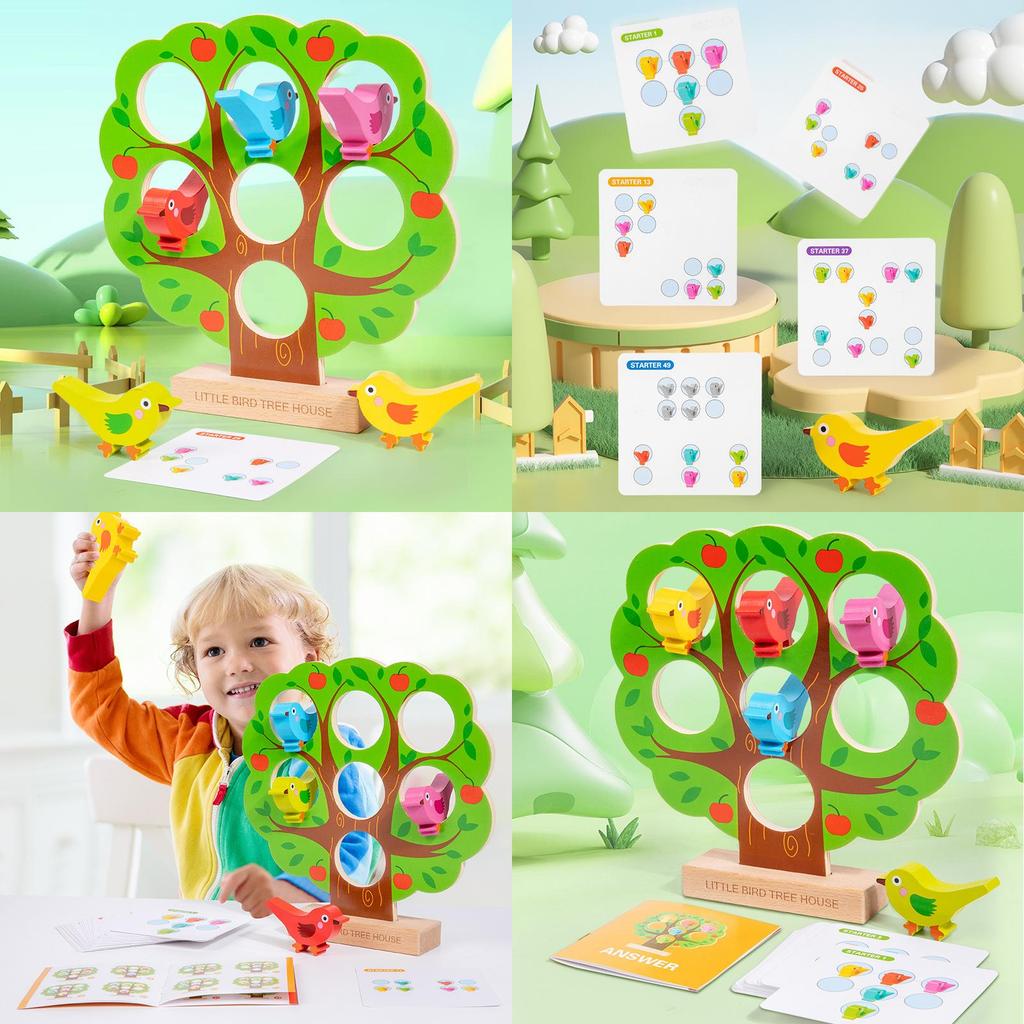 Wooden Birdhouse Puzzle Toy For Kids Educational Brain Teaser And Color Recognition