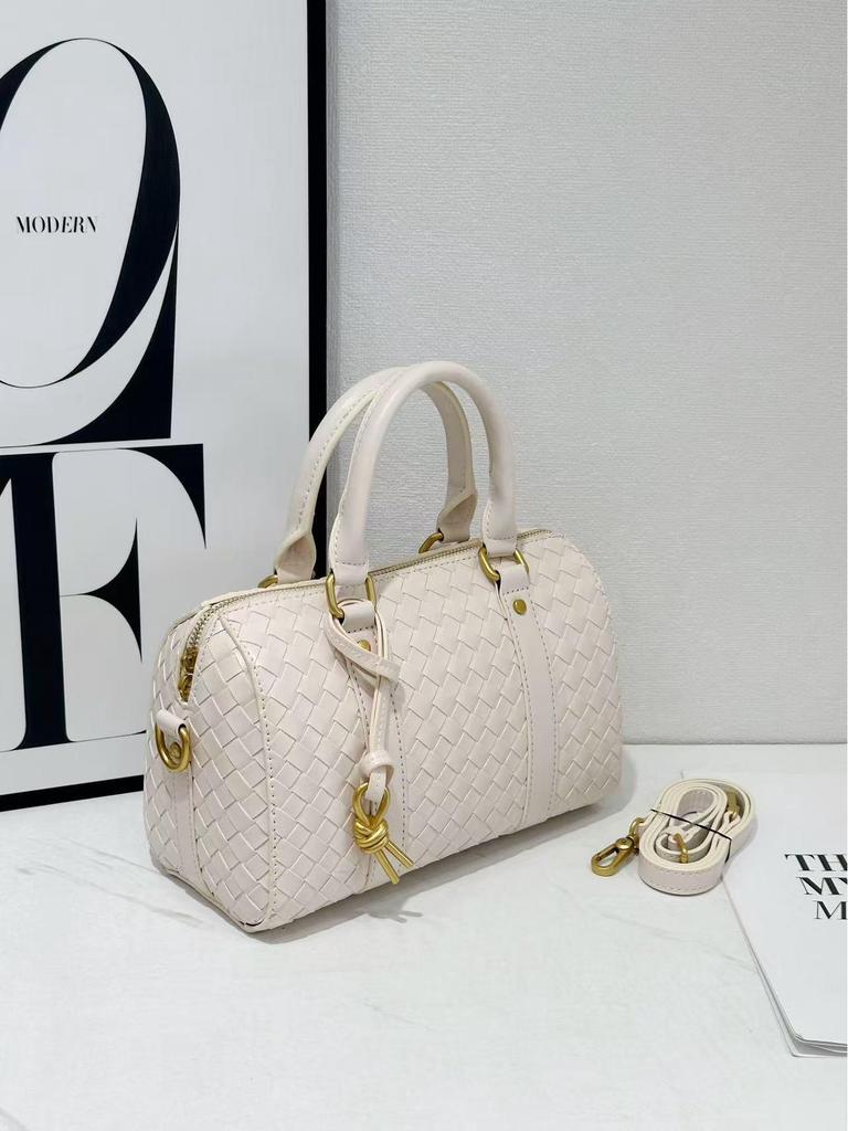 Bolsa de Mão Tecida em Couro de Vaca Diamante Outono/Inverno 2025: Bolsa Versátil para Negócios, Deslocamento, Ombro e Mensageiro