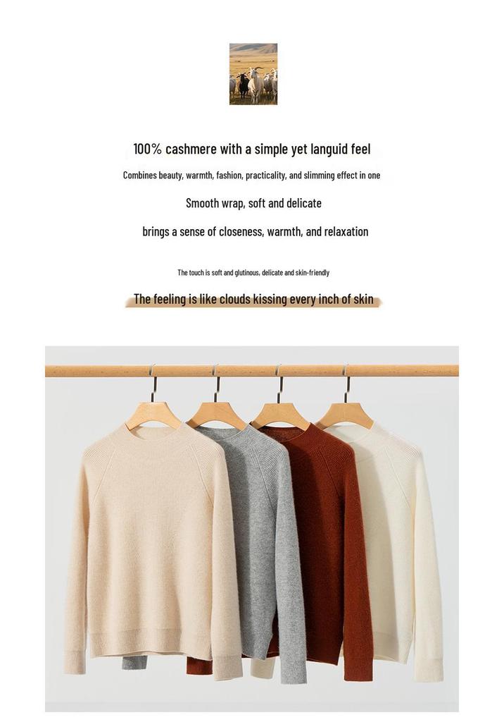 Autumn & Winter High Neck Ribbed 100% Cashmere Loose Knit Sweater
