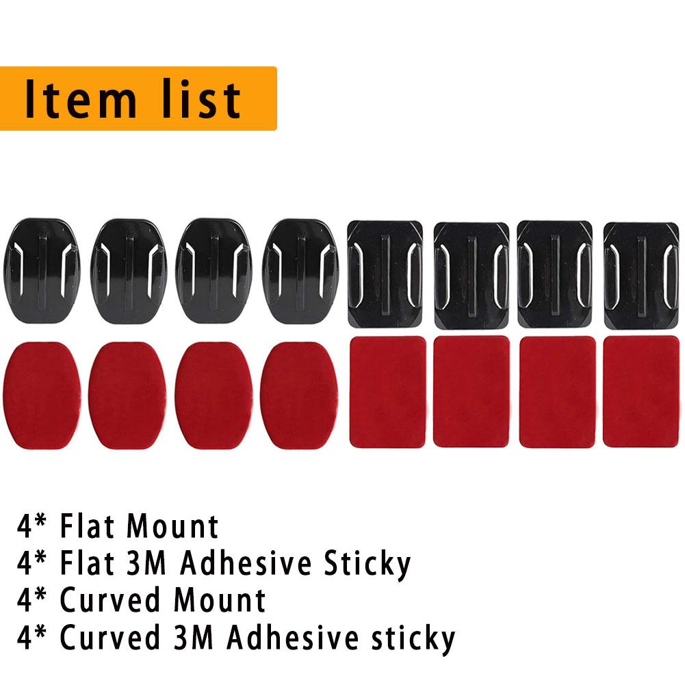 Camera Helmet Adhesive Sticky Flat Curved Mounts Adjustable Pivot Arm For GoPro Hero Insta360 DJI Osmo Action Camera Accessories
