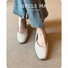 Super miękka skóra owcza~ Francuskie fajne buty pojedyncze damskie z kwadratowym noskiem, ażurowe, retro, płytkie, ażurowe, oddychające buty Mary Jane