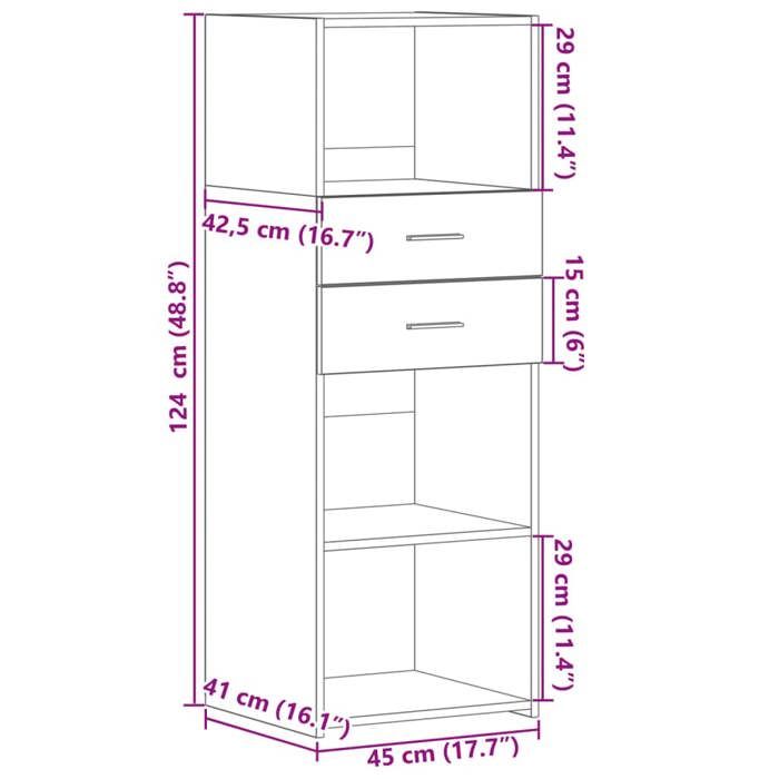 VidaXL Highboard White 45x42.5x124 Cm Engineered Wood, Buffet, Cupboard, Sideboard, Cabinet, Storage Cabinet, 846166