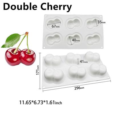Molde de Silicona con Forma de Cereza Molde para Pastel Diy Molde de Fruta Ratón 3D Herramientas para Hornear Postres de Pudín Gelatina