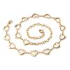 Women Metal Waist Chain, Heart & Flower Hollow Chain Belt, Adjustable Alloy Waistband with Ball Pendant for Dress Jeans