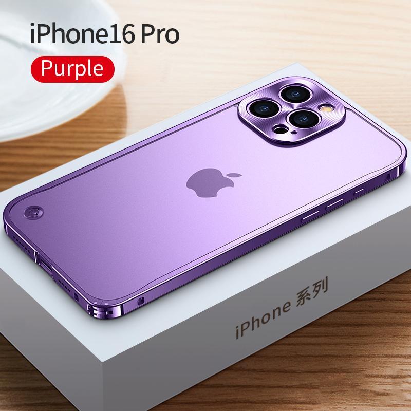 Coque de téléphone à cadre métallique Pour iPhone 17 11 12 13 14 15 16 Pro Max Alliage d'aluminium Protection Complète de l'Objectif Coque Arrière Métallique Plaqué Pour iPhone 13 mini