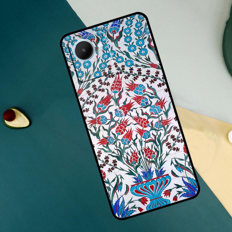 Ancient Floral Tiles For Realme C67 C53 C55 C75 C71 C61 C33 C63 C51 C65 11 12 13 14 15 Pro Plus GT6 GT7 Pro Case