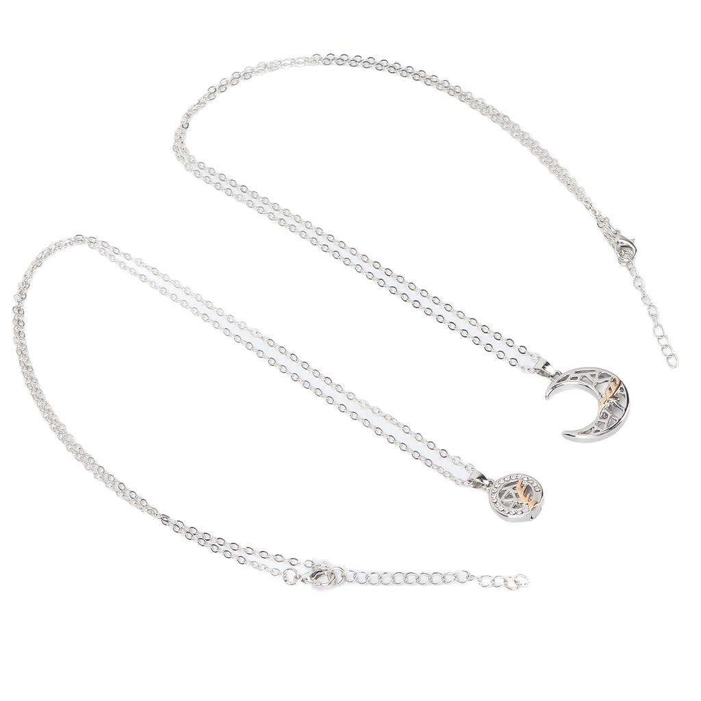 2pcs Couple Necklace Alloy Adjustable Sun Moon Magnetic Suction Matching Necklace for Lovers Best Friends