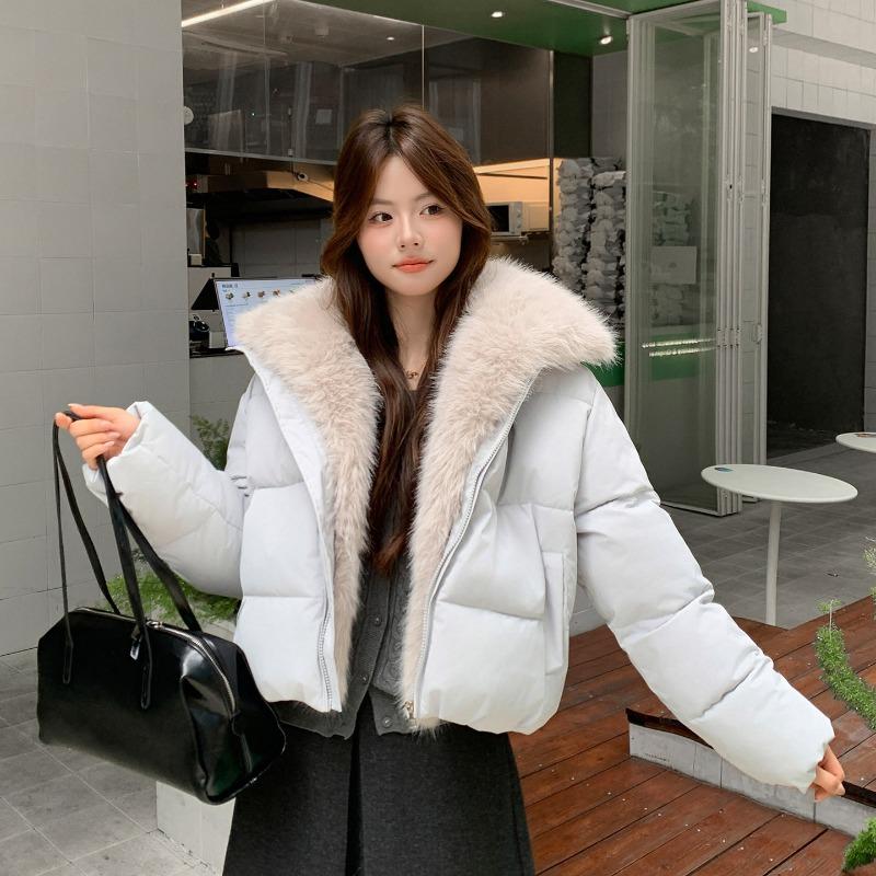 Design Sense Fur Collar Short Down Cotton Clothes Women's Winter Versatile Fashion Temperament Niche Warm Cotton Coat