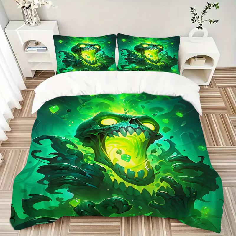 3pcs Monster "Greenery" Bedding Set, Includes 1 Comforter + 2 Pillowcases, Without Pillow Inserts, Soft Comfortable, Lightweight Breathable,