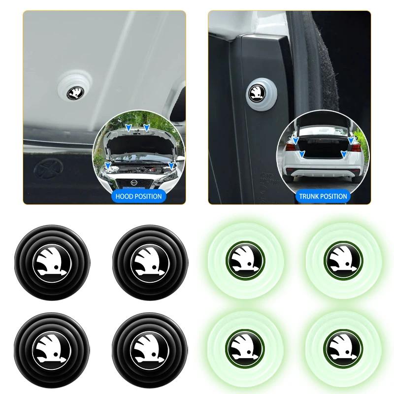 Silicone Car Logo Door Trunk Shock Absorber Sticker Gaskets Pads For Skoda Octavia Rapid Kodiaq Karoq Kamiq Superb Derivative hbkm45