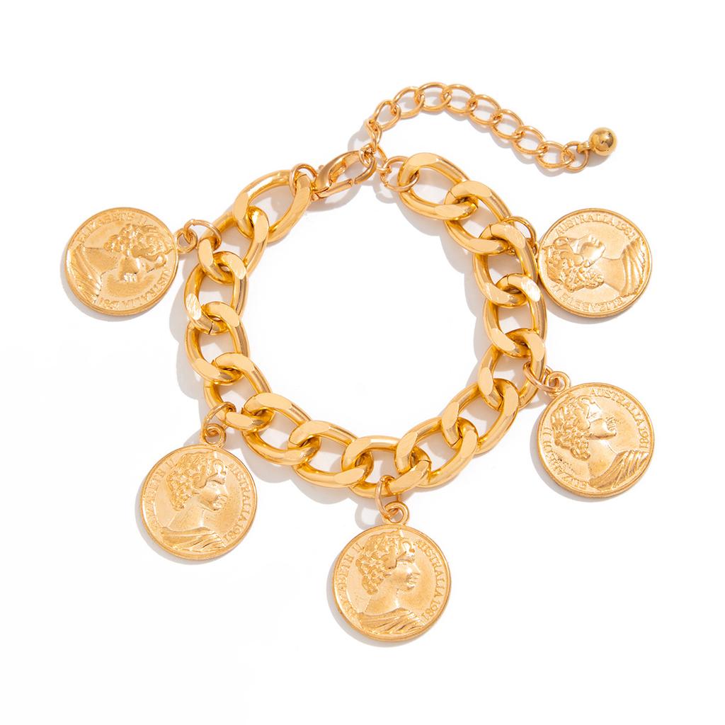 Halskette Retro Münzfransenhalskette, Punk kaltes Temperament Schwerarbeiter Porträt Halskette Frau