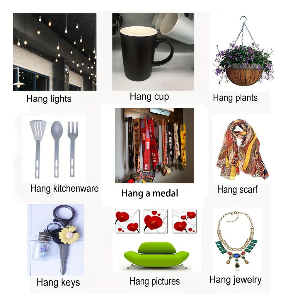 6pcs L-shape Right Angle Screw Hook 1/2''~2'' Self-tapping Screw In Hooks for Photo Frame Lamp Cabinet Curtain