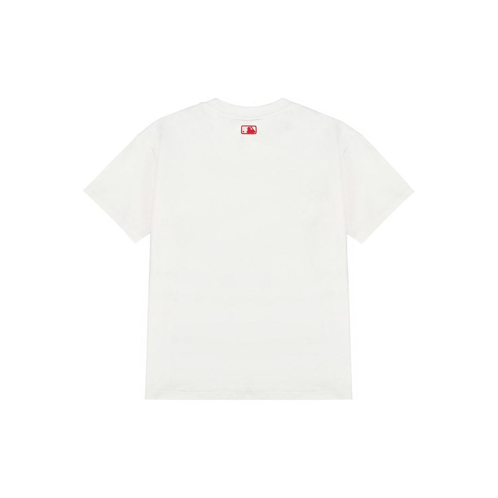 MLB Heart Shaped Logo Embroidered Round Neck Short Sleeve T-Shirt Unisex Tops White 3ATSH1023-50IVS