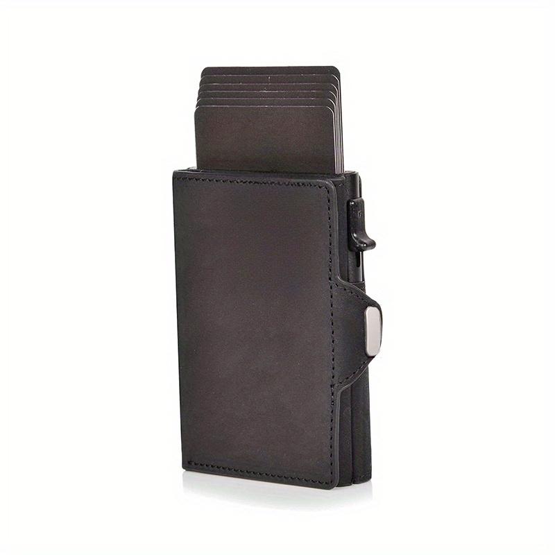 

Pop-Up Credit Card Case with RFID Protection Genuine Leather Wallet with Compartment for Notes and Coins for Men and Women