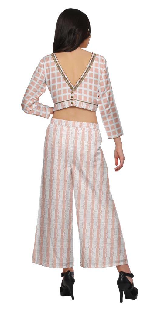 Moomaya Womena    S Crop Top Palazzo Set Printed 2 Piece Outfit Dress Ethnic
