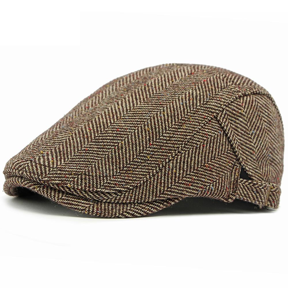 HT4546 Beret Wool Hat Men Women Adjusted Ivy Flat Cap Retro Artist Painter Striped Beret Hat Male Female Autumn Winter Beret Cap