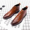 2025 New Foreign Trade Summer New Men's Shoes High-top Leather Shoes Men's Trendy British Business Dress Casual Shoes Leather Boots